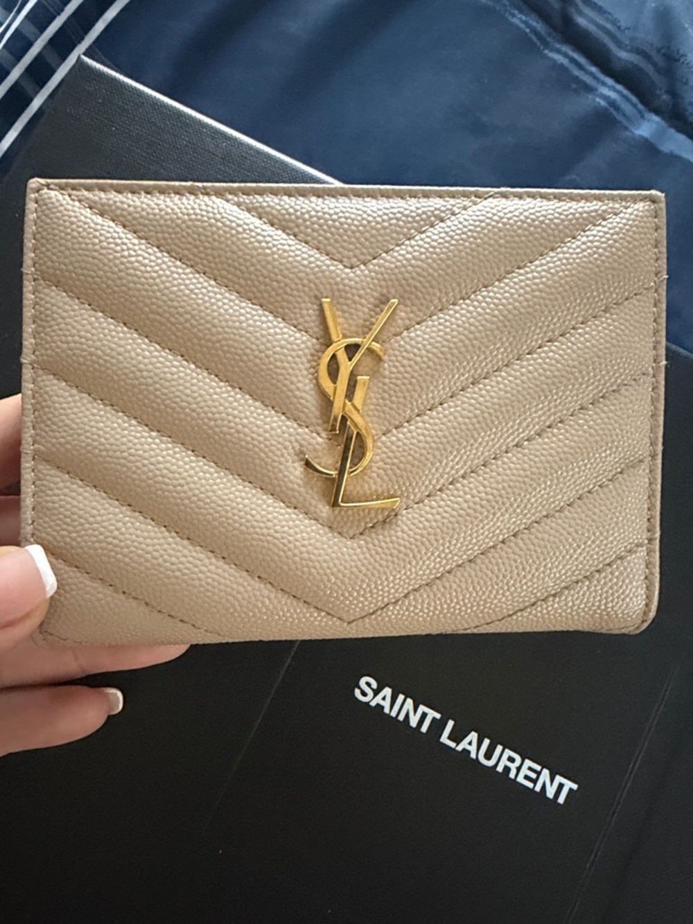 YSL Beige Quilted Wallet